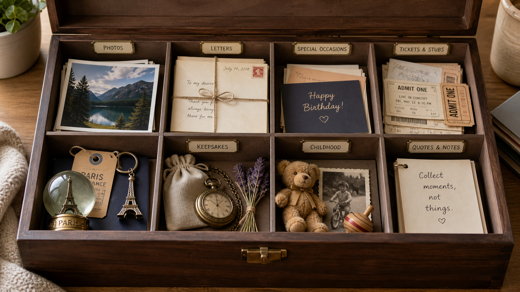 organized memory box. 16x9 pixel aspect ratio